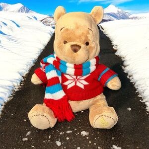 Disney Plush Winnie the Pooh Bear with Red and Gold Details - 2008